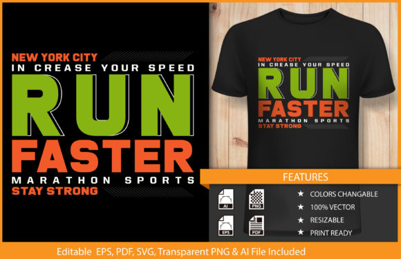 T-shirt Design Run Faster Marathon Sport Review