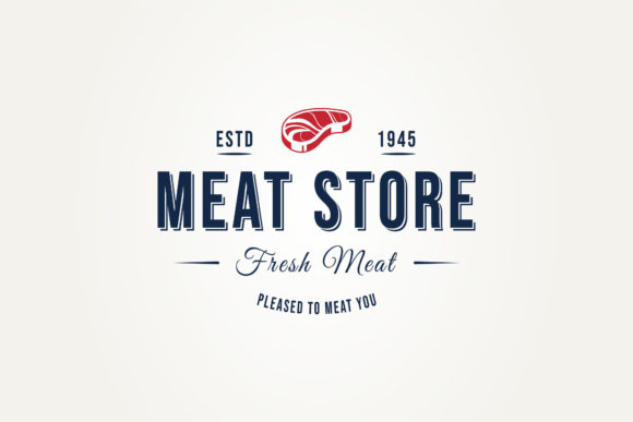 Vintage Meat Store Typography Badge Logo